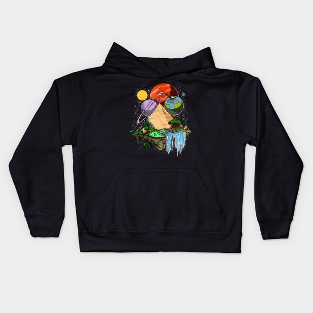 Space Egyptian Pyramids Kids Hoodie by underheaven